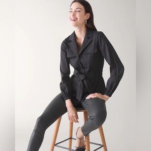 White House Black Market Petite Long Sleeve Tie Waist Poplin Shirt